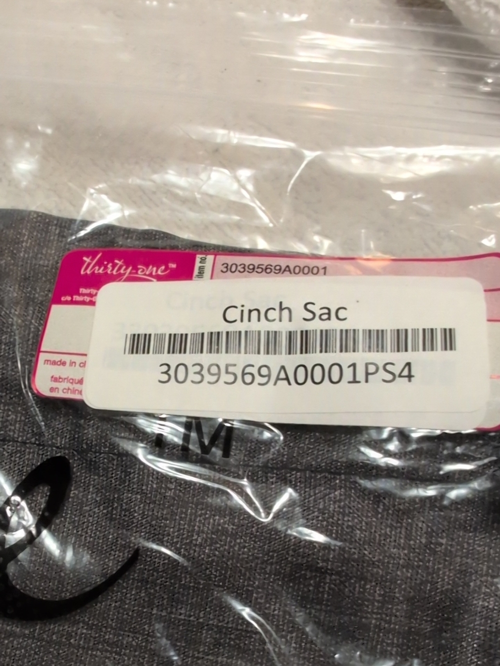 thirty-one Gray Cinch Sac Drawstring Crossbody Bag